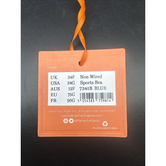 Panache Sport Women’s Blue Adj Straps Wireless Full Coverage Sports Bra 34G NEW - Picture 6 of 6